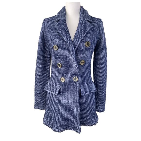 Chico's Tweed Blazer Women's X-Small Blue Textured - Picture 1 of 8